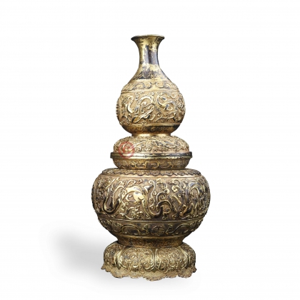 鎏金螭龙纹葫芦形花瓶